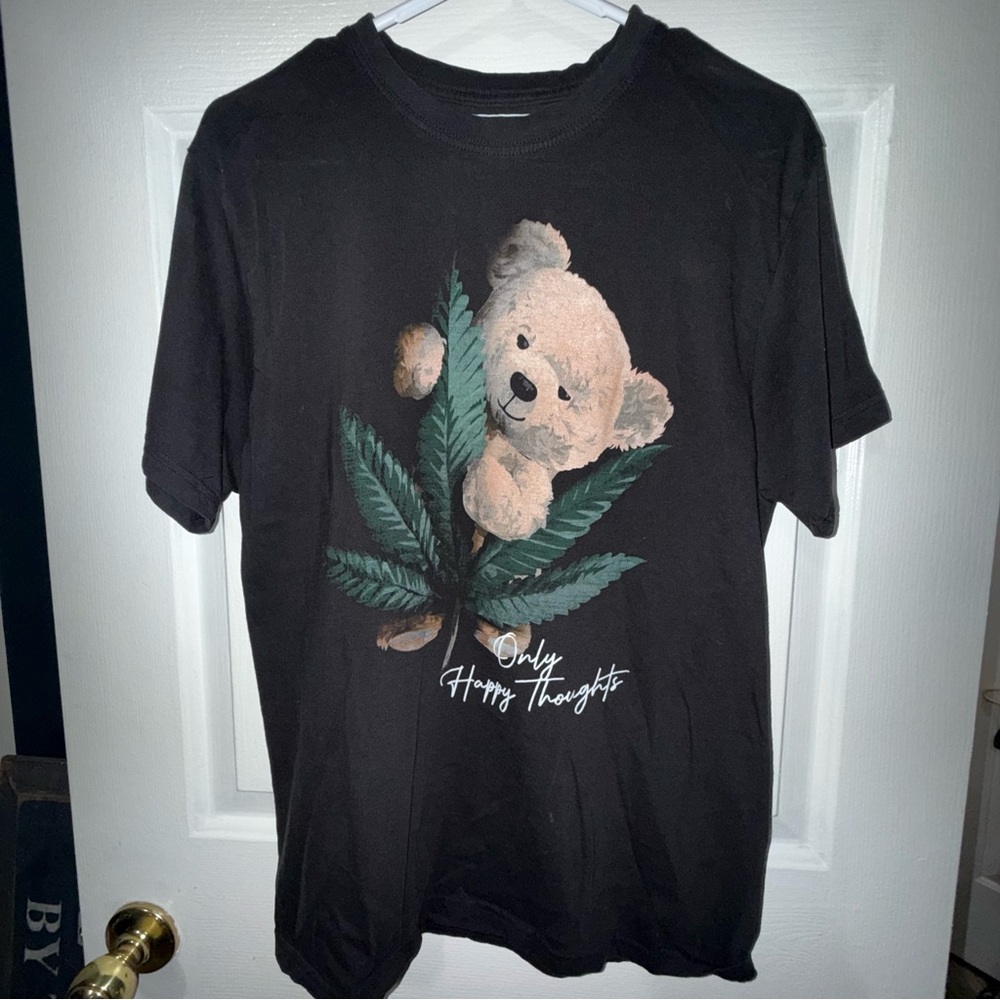 Black T-Shirt with pot leaf and teddy